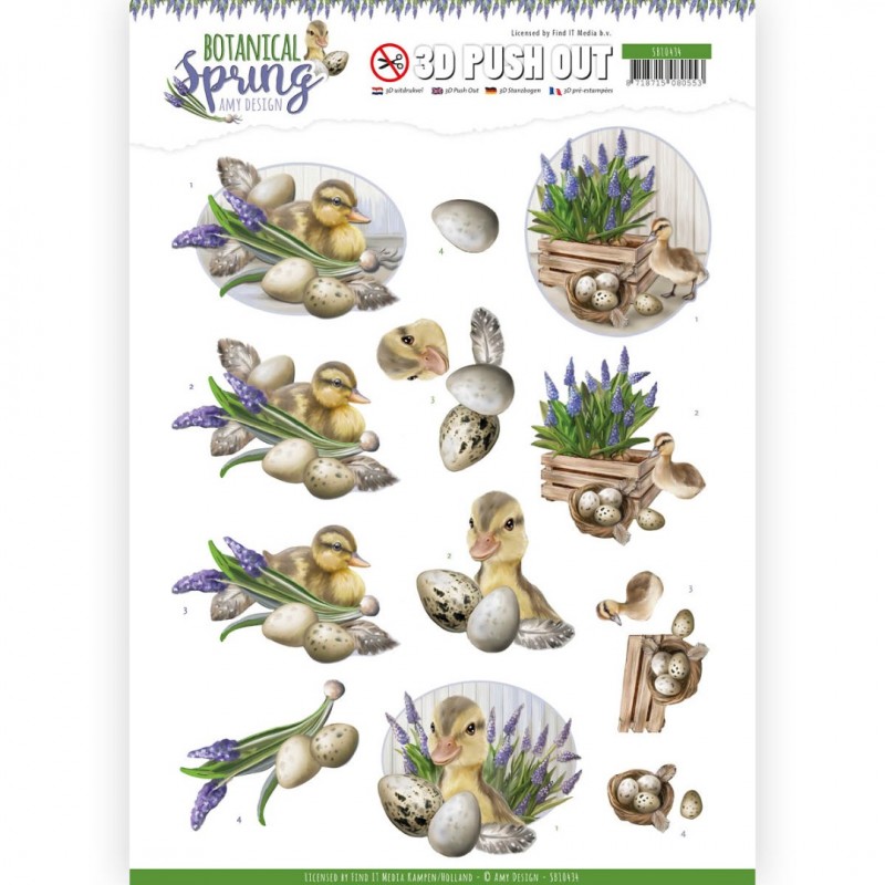 Happy Ducks Botanical Spring 3D-Push-Out Sheet by Amy Design