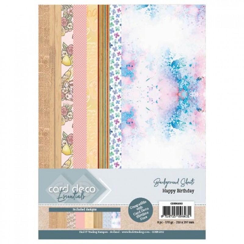 Happy Birthday - Background Sheets - Card Deco Essentials