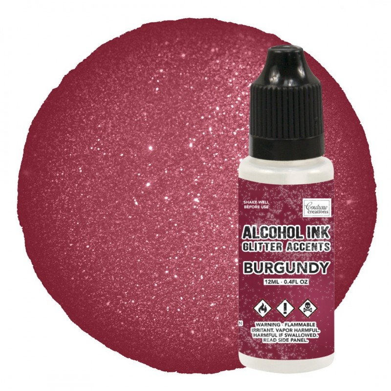 Alcohol Ink Glitter Accents Burgundy