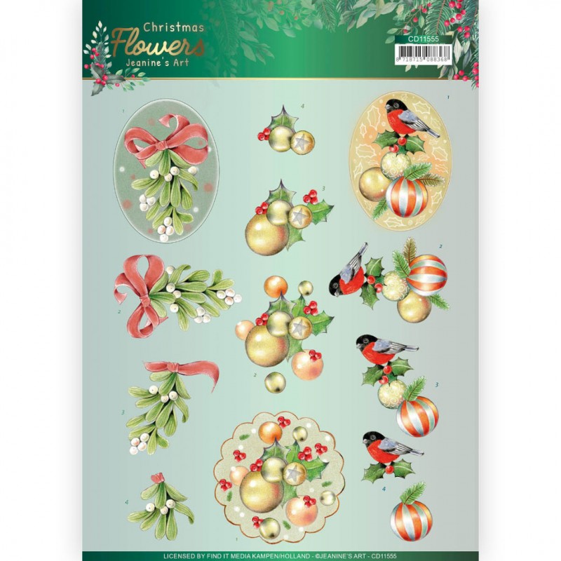 Mistle Toe Christmas Flowers 3D Cutting Sheet  by Jeanine's Art
