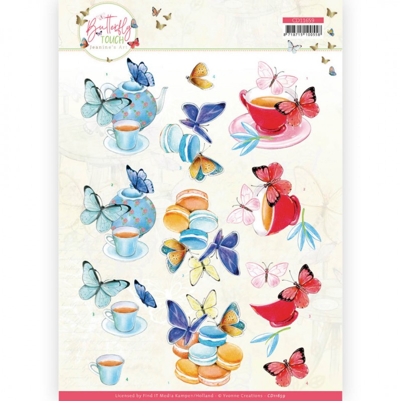 3D Cutting Sheet - Jeanine's Art - Butterfly Touch - Blue Butterfly