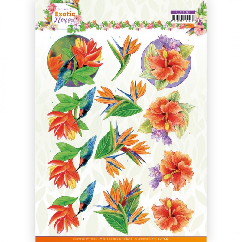 3D cutting sheet - Jeanine's Art - Exotic Flowers - Blue Flowers
