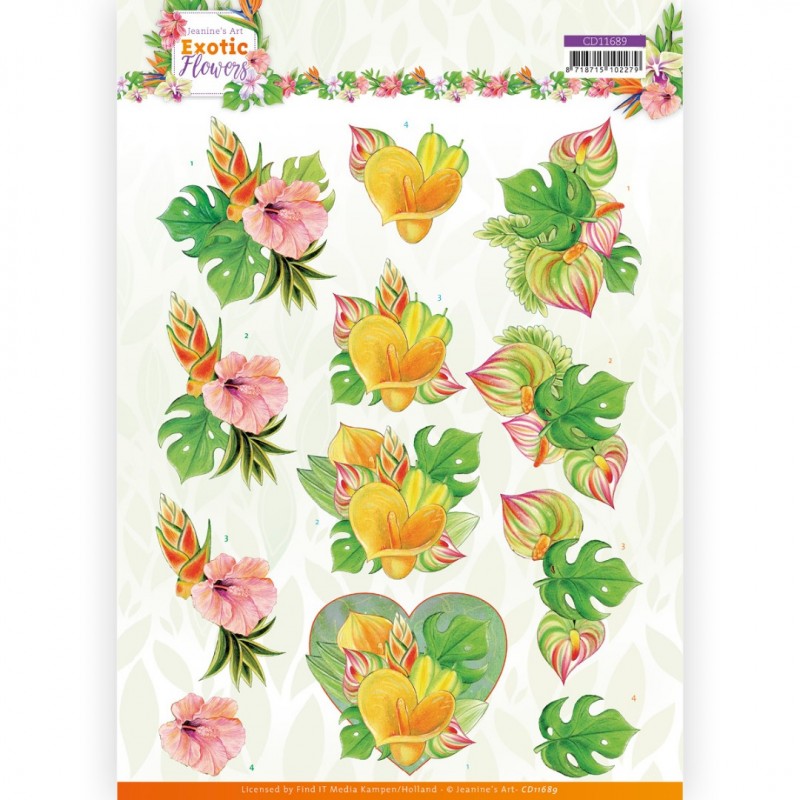 3D cutting sheet - Jeanine's Art - Exotic Flowers - Orange Flowers