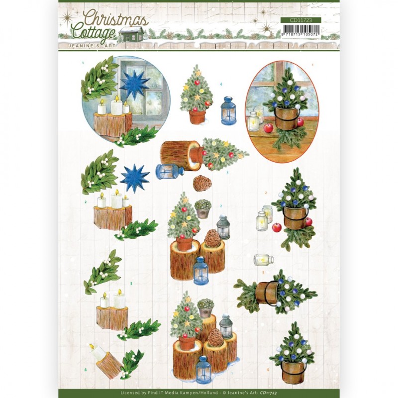 3D Cutting Sheet - Jeanine's Art - Christmas Cottage - Blue Decorations