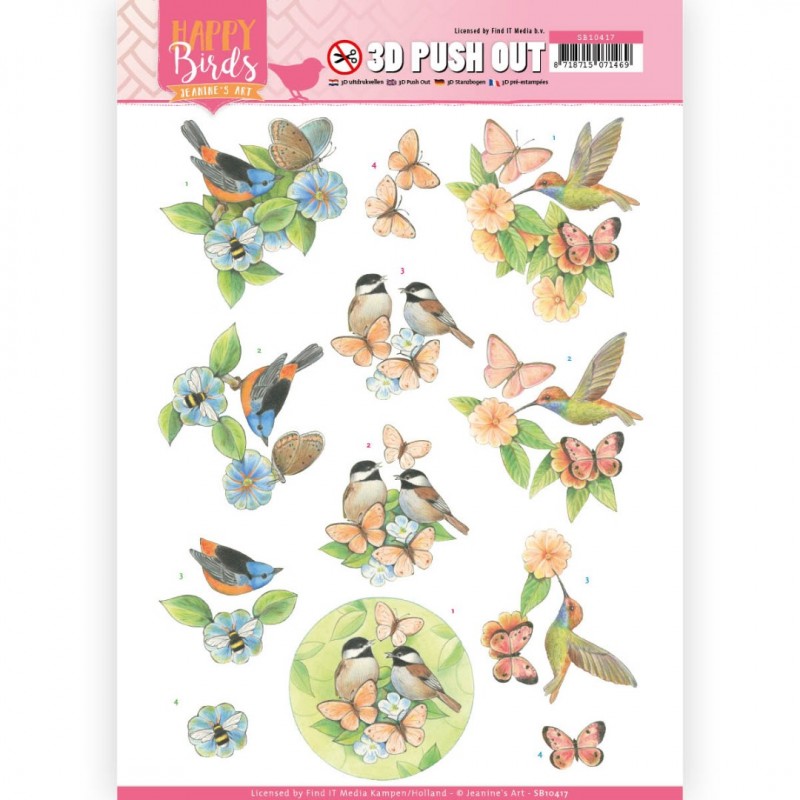Feathered Friends Happy Birds 3D Push-Out-vel van Jeanine's Art