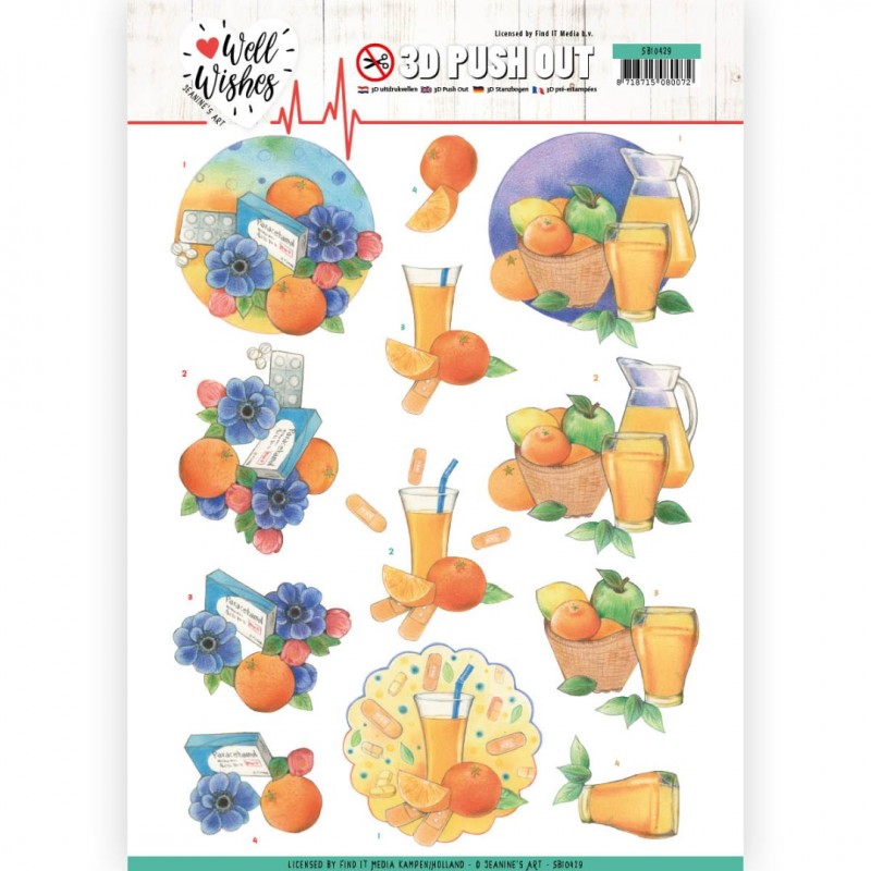 Pills and Vitamins Well Wishes 3D Push-Out Sheet by Jeanine's Art