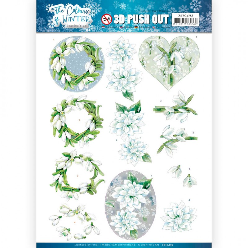 White Winter Flowers The Colours of Winter 3D Push Out by Jeanine's Art