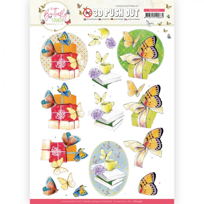 3D Push Out - Jeanine's Art - Butterfly Touch - Yellow Butterfly