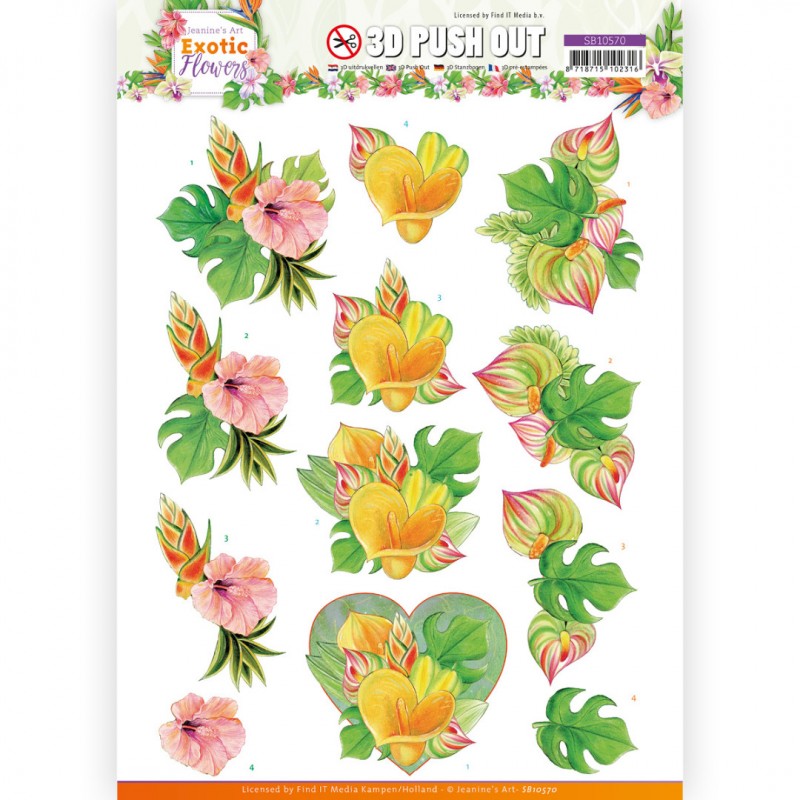 3D Push Out - Jeanine's Art - Exotic Flowers - Orange Flowers
