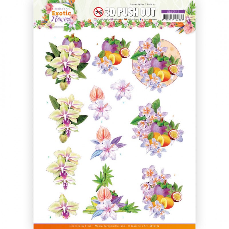 3D Push Out - Jeanine's Art - Exotic Flowers - Purple Flowers