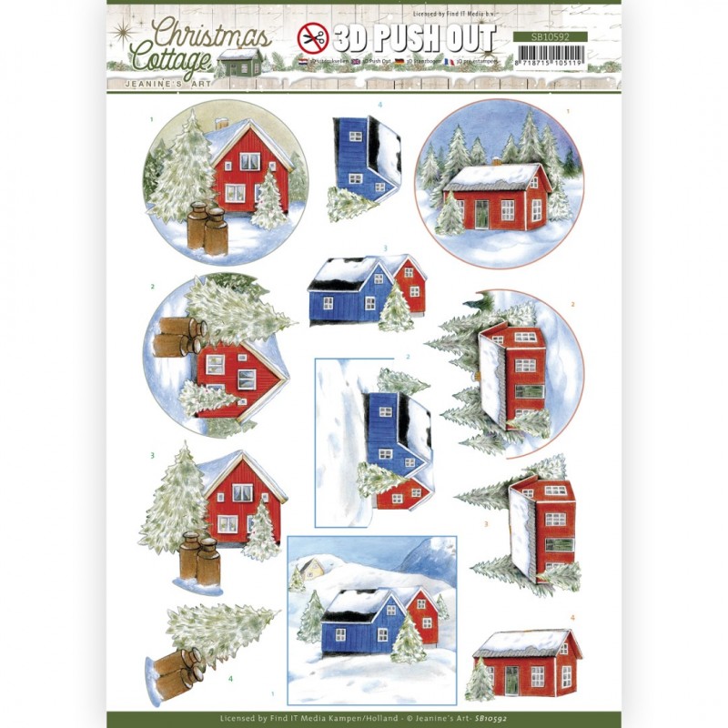 3D Push Out - Jeanine's Art - Christmas Cottage - Winter Cottage