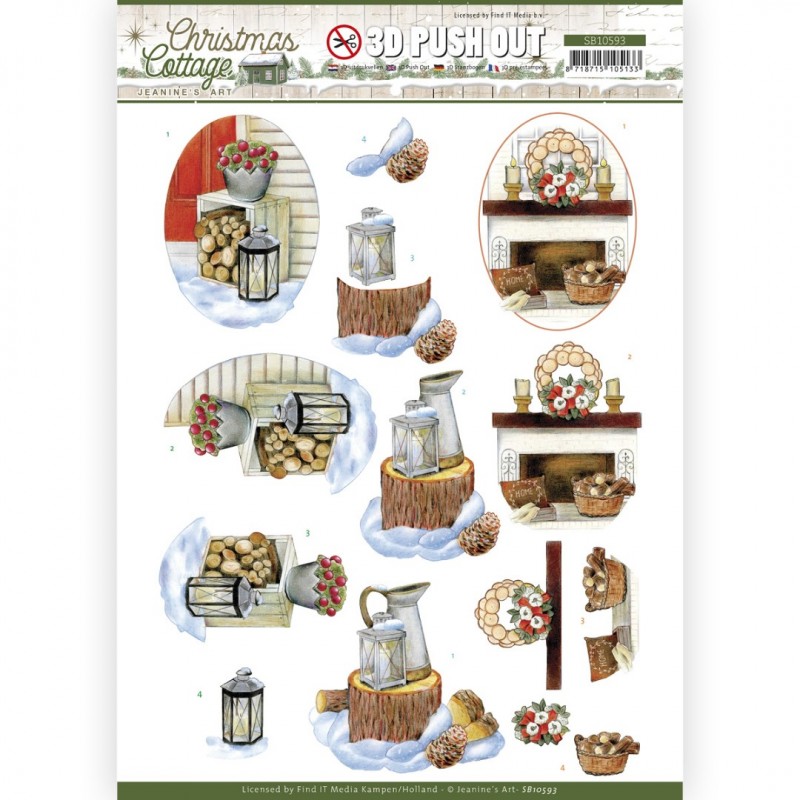 3D Push Out - Jeanine's Art - Christmas Cottage - Wood Decorations