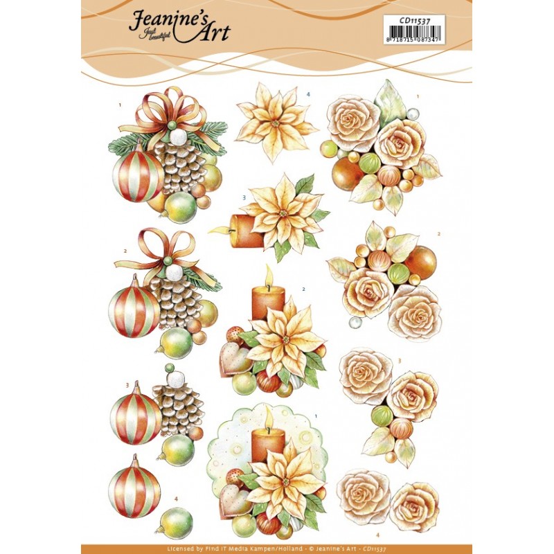 3D Cutting Sheet - Jeanine's Art - Salmon Christmas Baubles