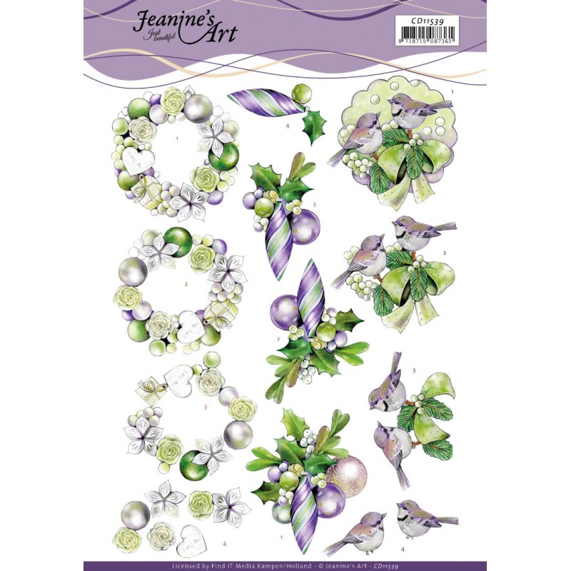 3D Cutting Sheet - Jeanine's Art - Purple Christmas Baubles