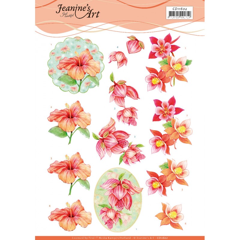 3D Cutting Sheet - Jeanine's Art - Orange Flowers