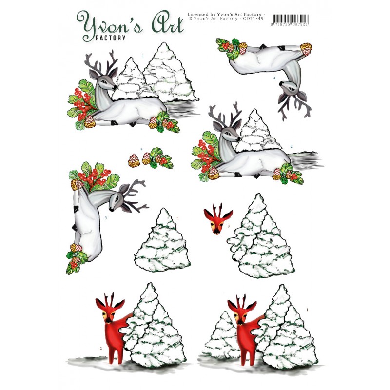 Deer 3D Cutting Sheet by Yvon's Art
