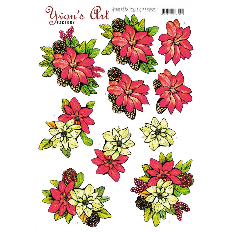 Poinsettia 3D Cutting Sheet by Yvon's Art