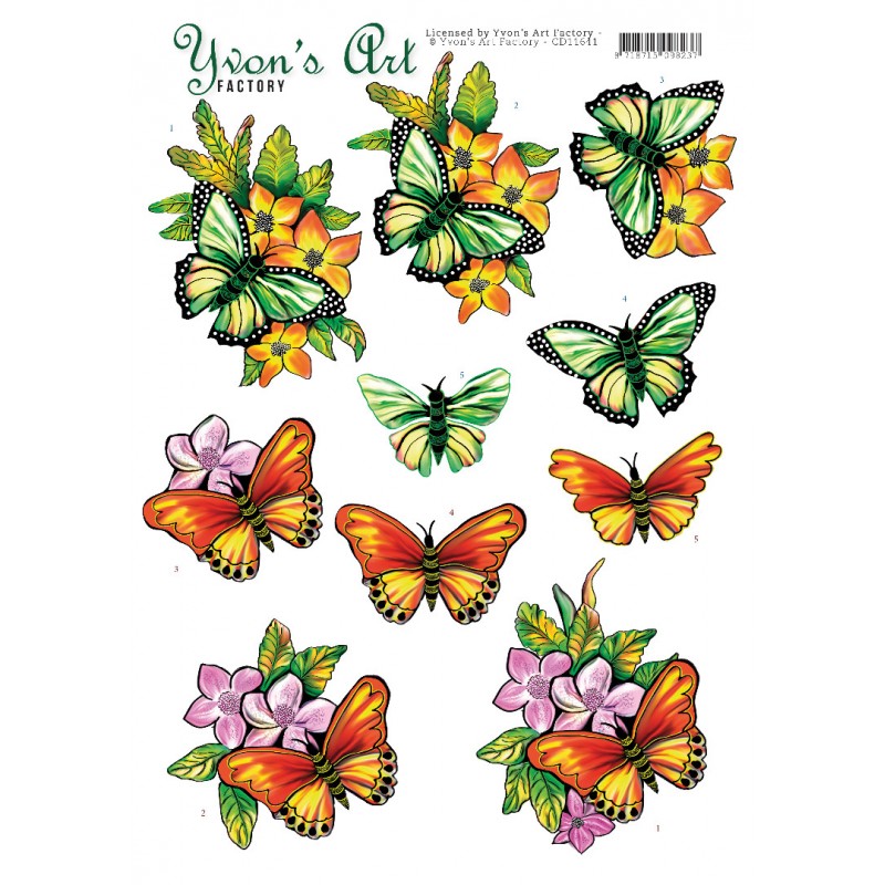 Orange Butterflies 3D CS Yvon's Art