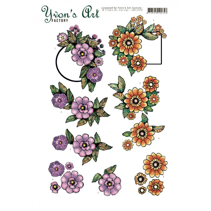 3D Cutting Sheet - Yvon's Art - Label Flowers