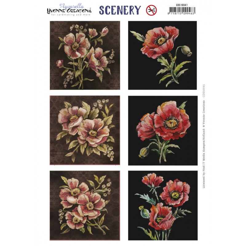 Push Out Scenery - Yvonne Creations - Aquarella - Poppies square 