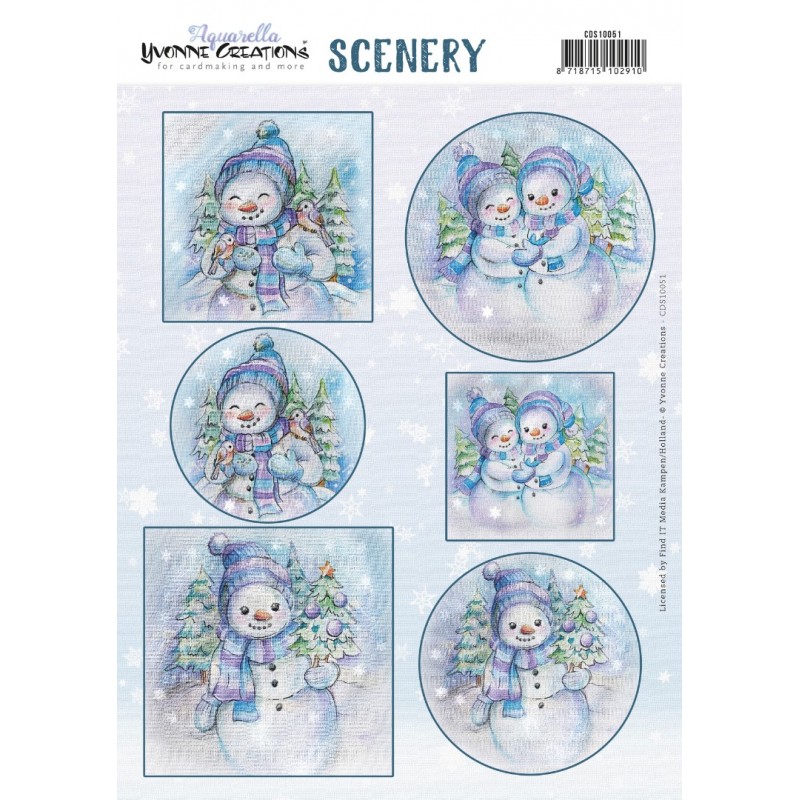 Push Out Scenery - Yvonne Creations - Aquarella - Snowmen