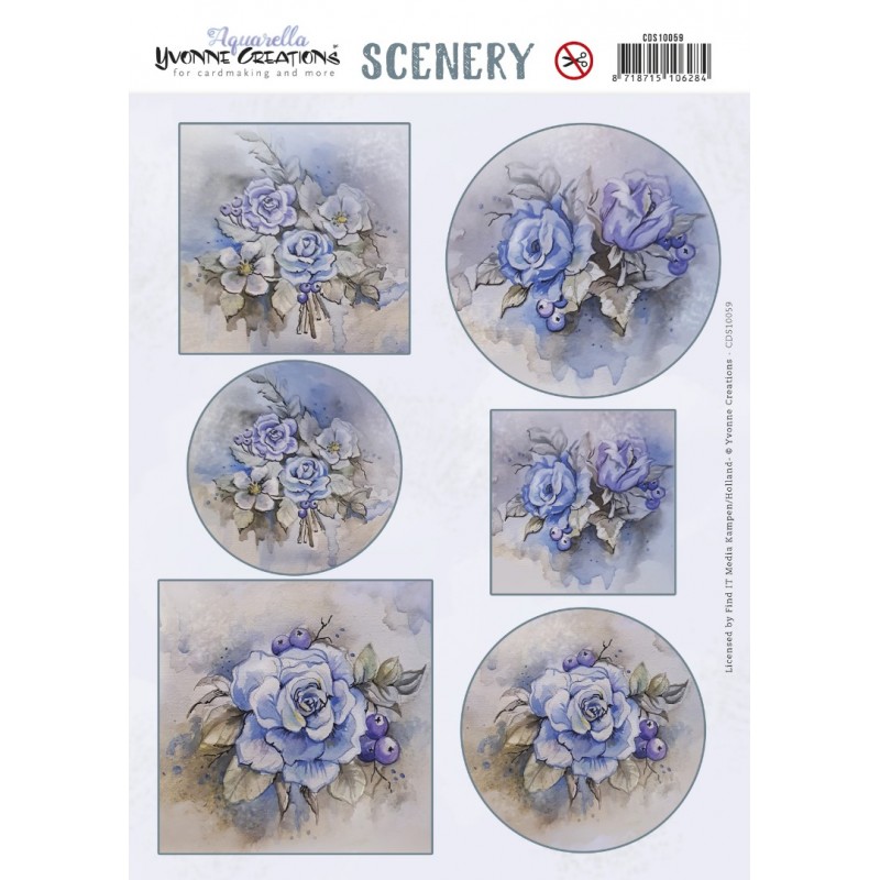 Push Out Scenery - Yvonne Creations - Aquarella - Winter Rose