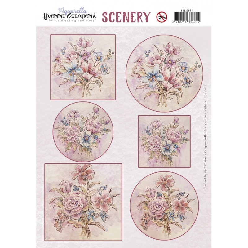 Push Out Scenery - Yvonne Creations - Aquarella - Field Bouquet