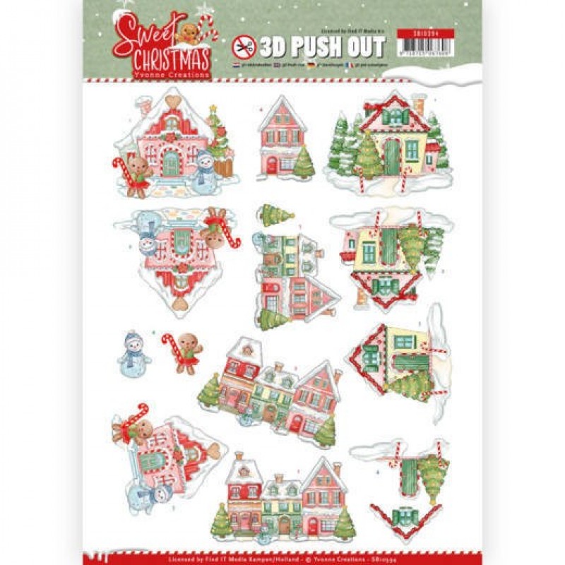 Houses, Schneemann, Lebkuchen Puppe - Sweet Christmas 3D Stanzbögen von Yvonne Creations