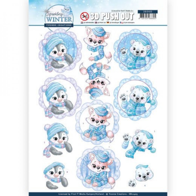 Wintervrienden Sparkling Winter 3D-Uitdrukvel van Yvonne Creations