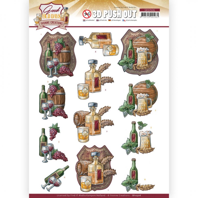 Whiskey - Good Old Days 3D Push Out Sheet by Yvonne Creations