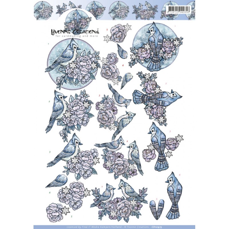 Winter Birds 3D-Knipvel Yvonne Creations
