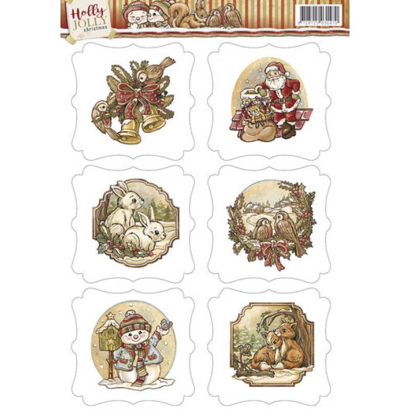 Topper Holly Jolly 3D-Uitdrukvel Push-Out Yvonne Creations