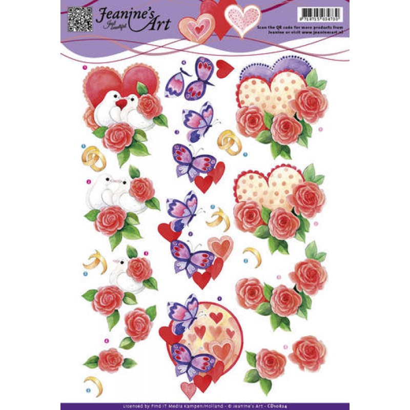 Liefde Valentijn 3D-Knipvel Jeanine's Art