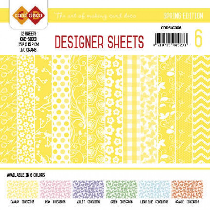  Canary Yellow Spring Edition Designer Sheets 6 by Card Deco
