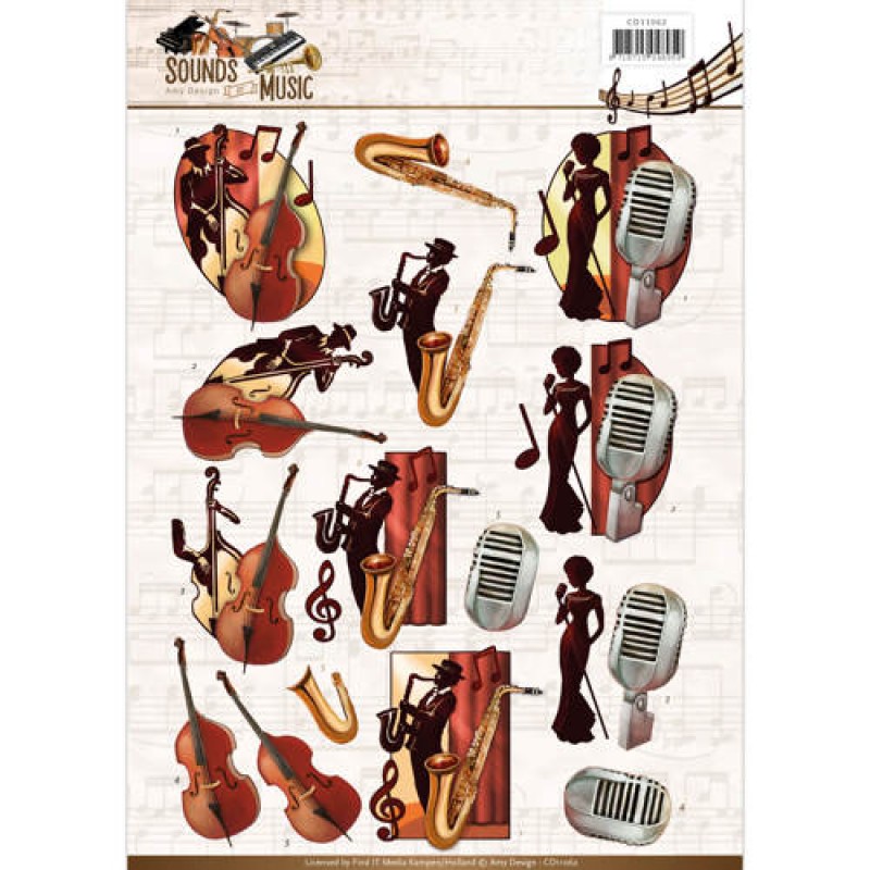 Jazz - Sounds of Music 3D-Knipvel Amy Design