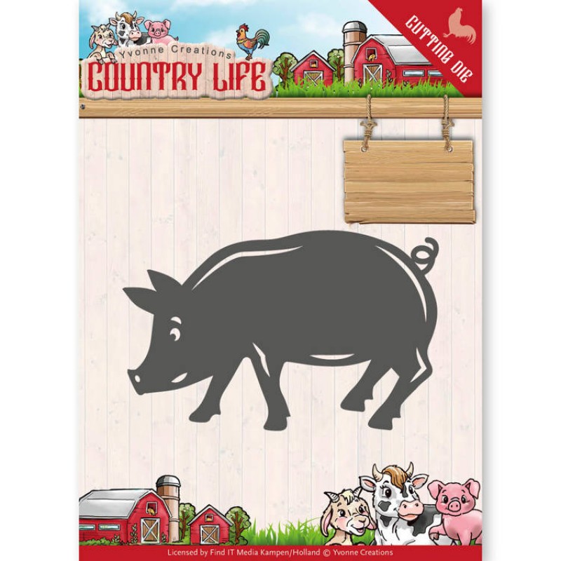 Pig - Country Life - Cut and Emboss Die - Yvonne Creations
