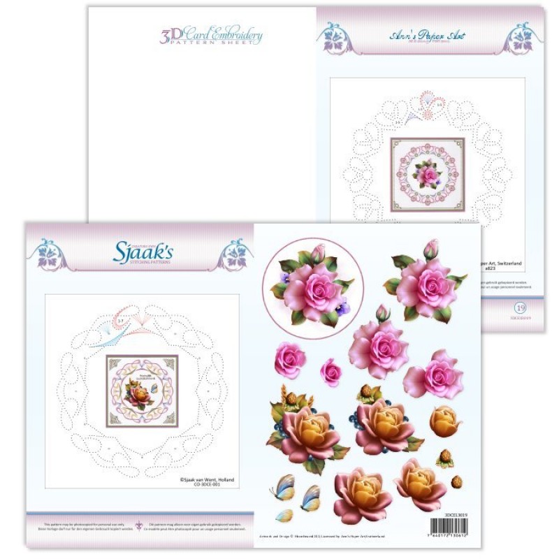 Nr. 19 With Ann & Sjaak Pattern Sheet 3D Card Embroidery 3D-Knipvel Ann`s Paper Art
