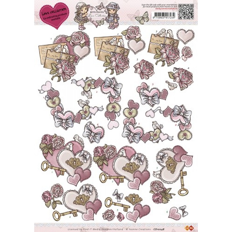 3D Bogen - Yvonne Creations - Love Collection - Vintage herz