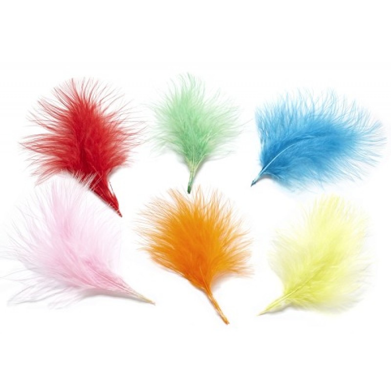 Marabou feathers, coloured, 20 pcs