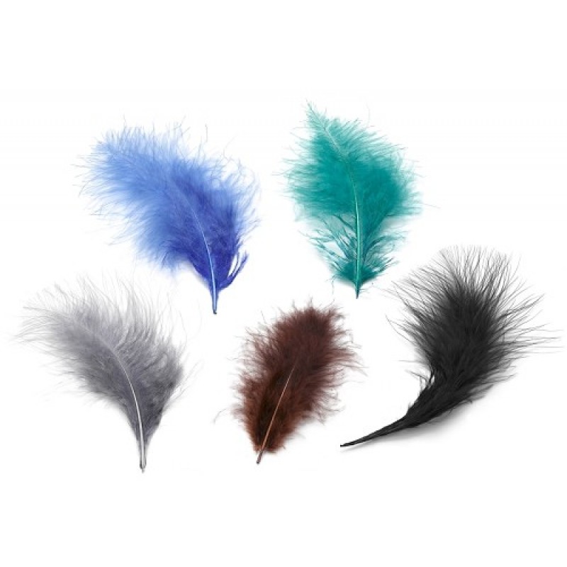 Marabou feathers, brown, bag with 10 pcs