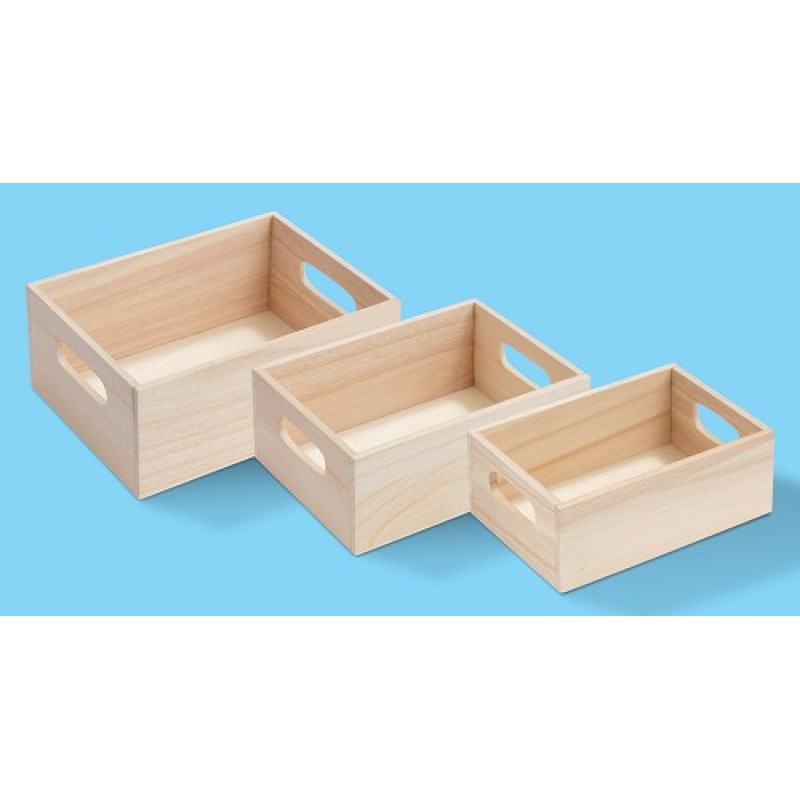 Holz-Kisten Set à 3, 20, 18 und 16 cm