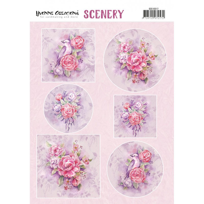 Pink Flowers Push Out Scenery Aquarella Yvonne Creations