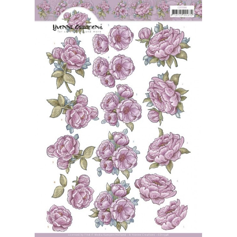3D Cutting Sheet - Yvonne Creations - Pink Rose