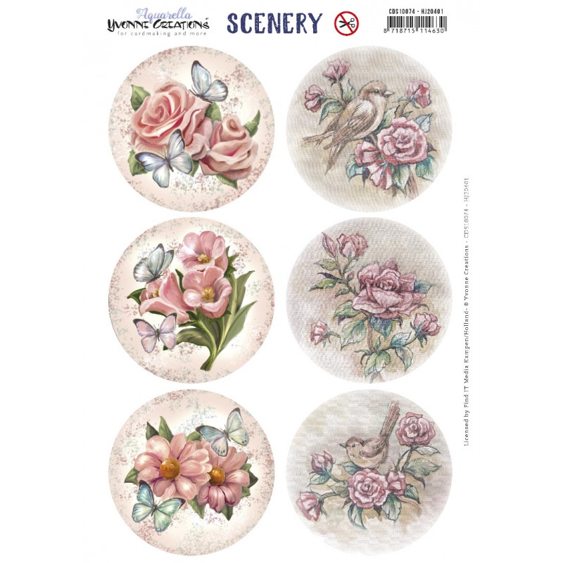 Push Out Scenery - Yvonne Creations Aquarella - Roses Circle