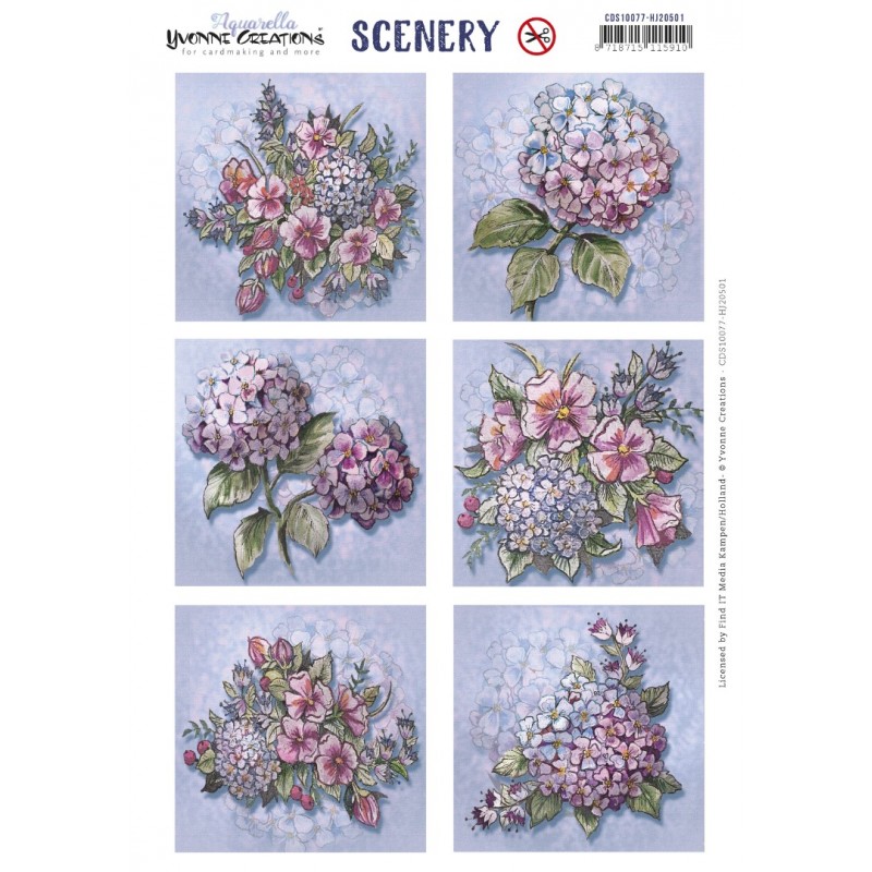 Push Out Scenery - Yvonne Creations Aquarella - Hydrangea Square