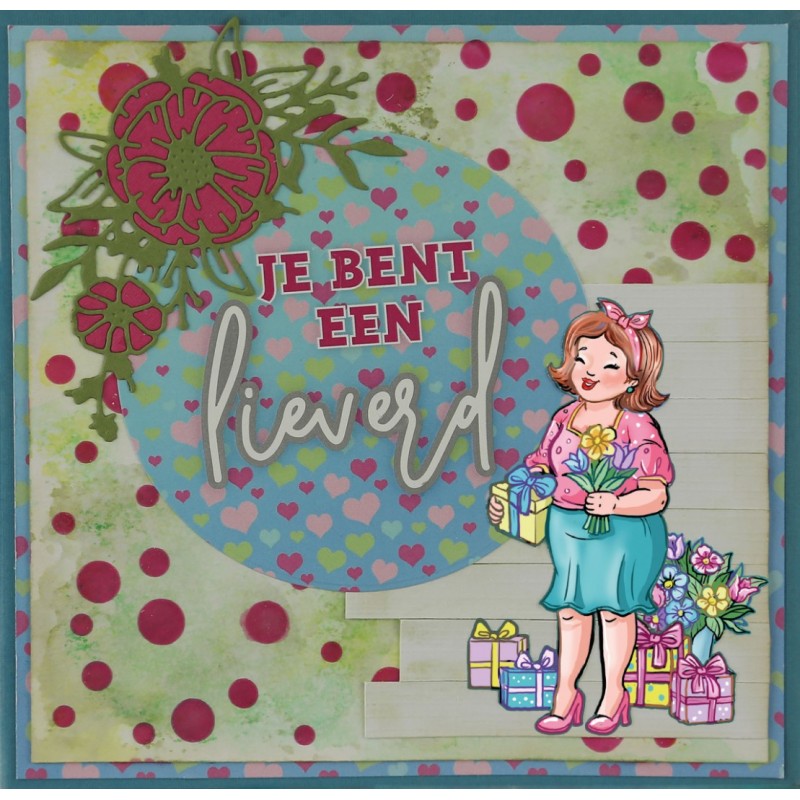 3D Push Out - Yvonne Creations - Bubbly Girls - Sweetheart - Flowers and gifts