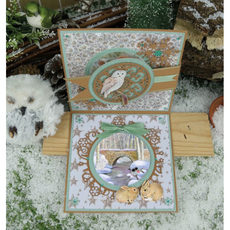 3D Push Out - Jeanine's Art - Winter Garden - Rabbits
