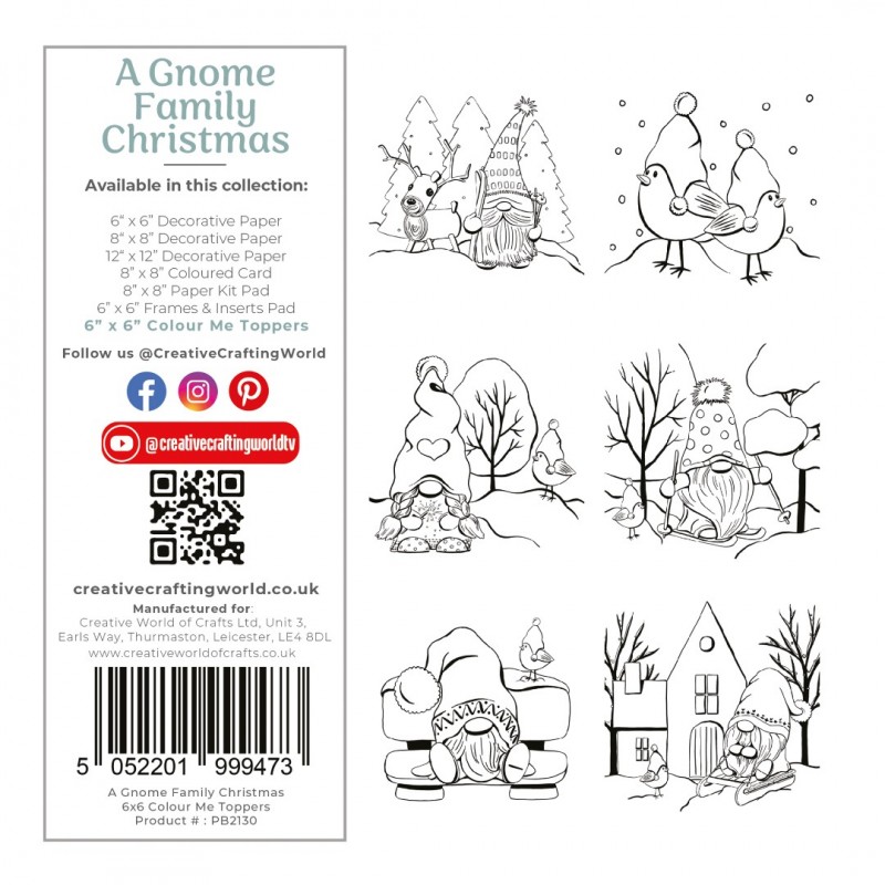 The Paper Boutique A Gnome Family Christmas 6x6 Colour Me Toppers Pad