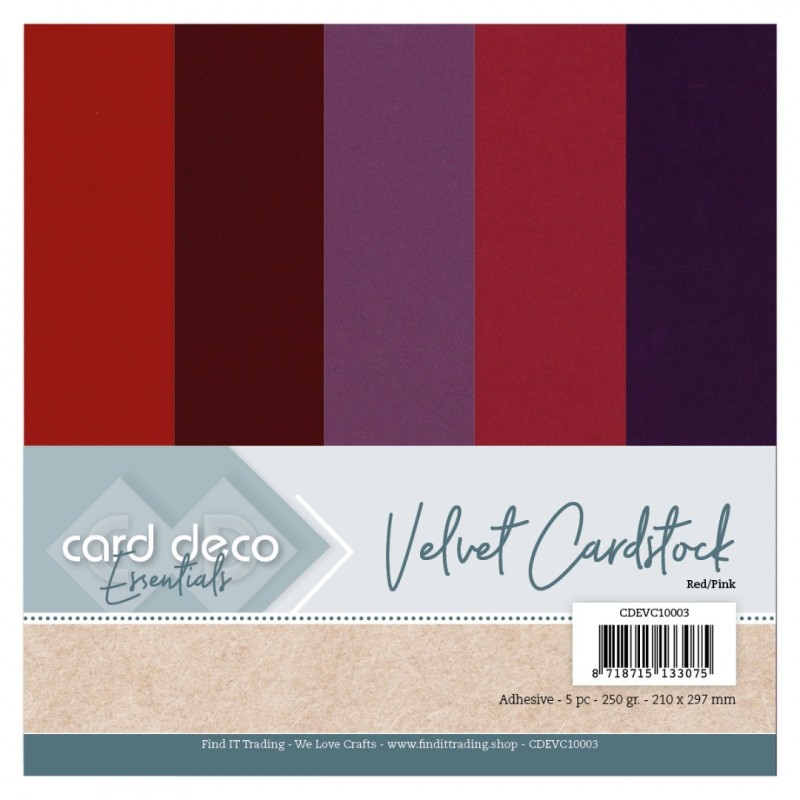 Card Deco Essentials - Velvet Cardstock Red/Pink