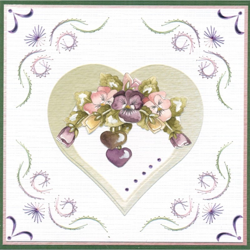 3D Push-Out - Precious Marieke - Painted Pansies - Purple